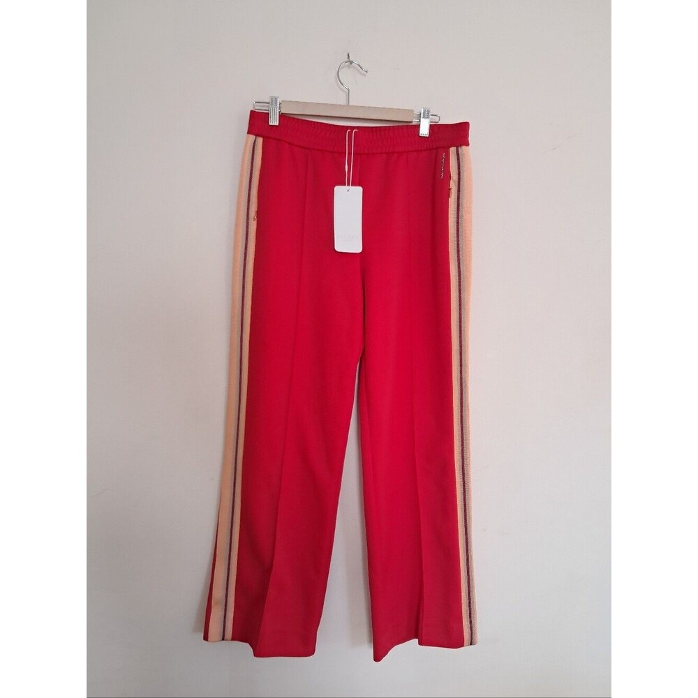Escada Sport Pants Women's 40 US 10 Red Swarovski Crystals Wide Leg Silhouette